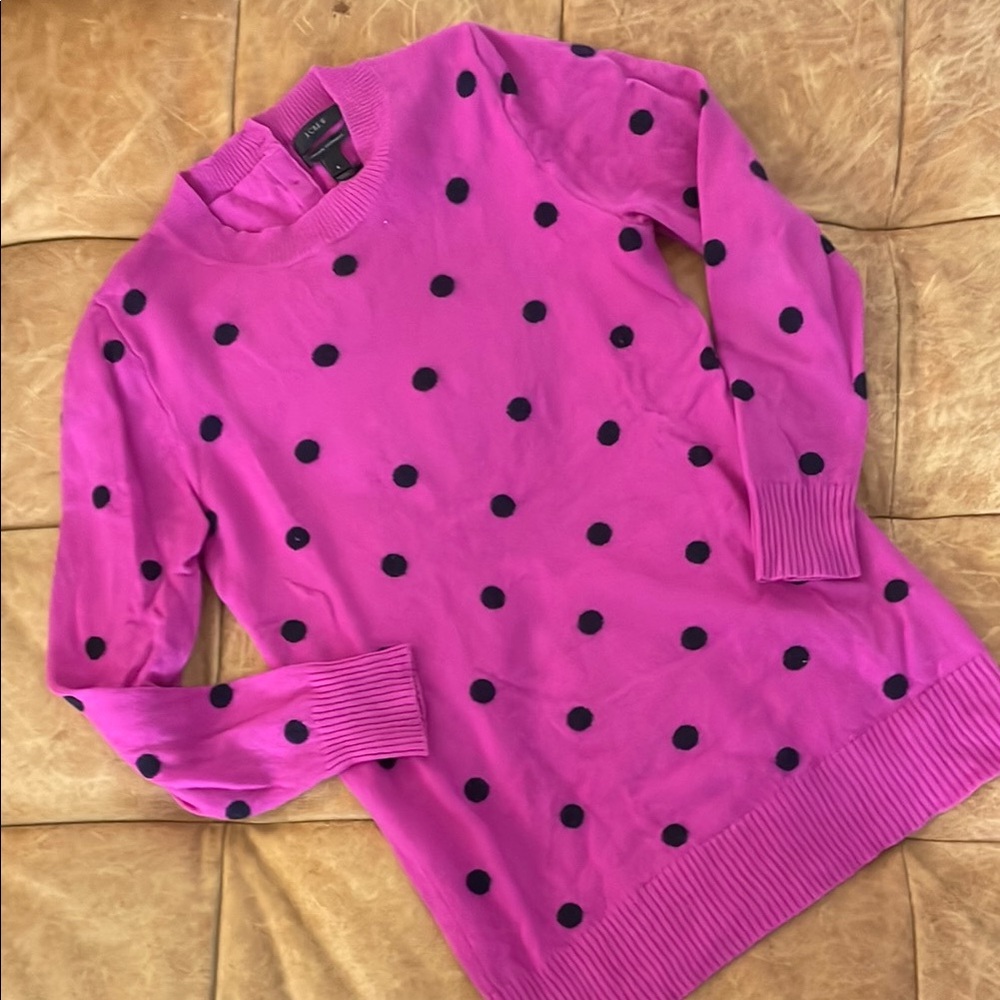 J. Crew Cashmere Pink Polka Dot Sweater